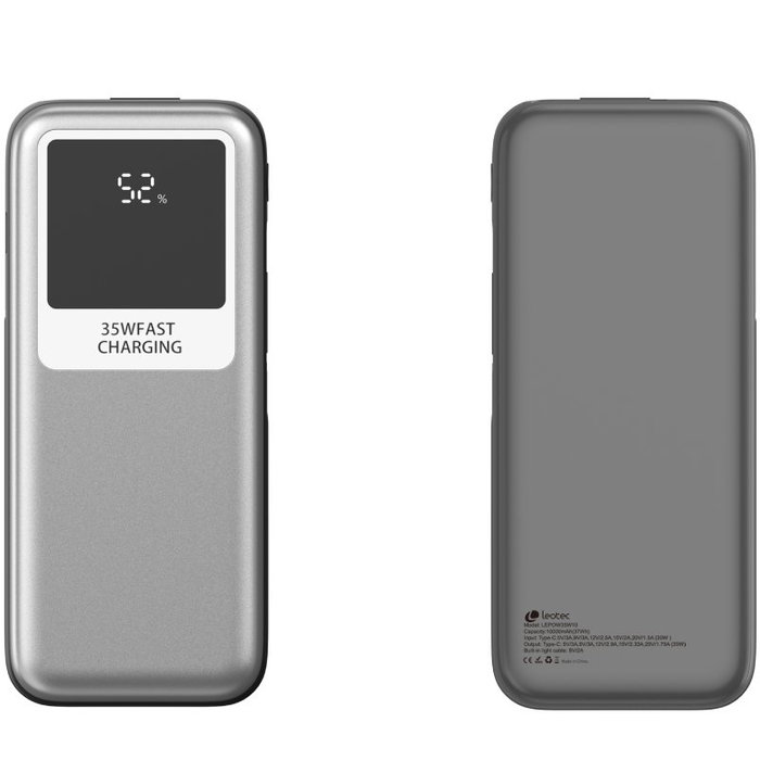 Leotec Power Bank 10000mAh 35W Plata y Gris